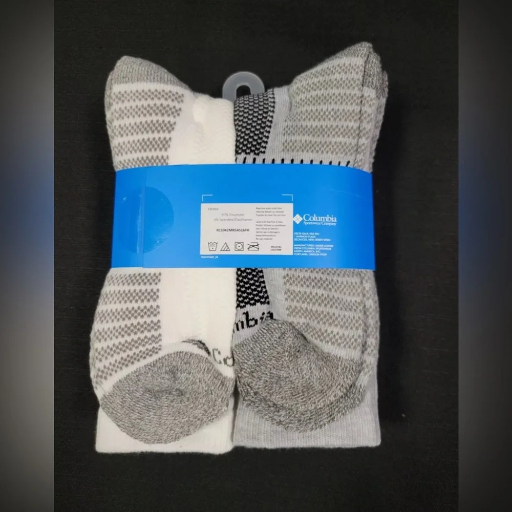 COLOMBIA athletic Cushioned crew socks  White/gray